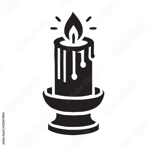 Elegant candlelight glow for tranquil evenings - Candlelight silhouette, Candlelight illustration, Candlelight vector, Candle digital artwork
