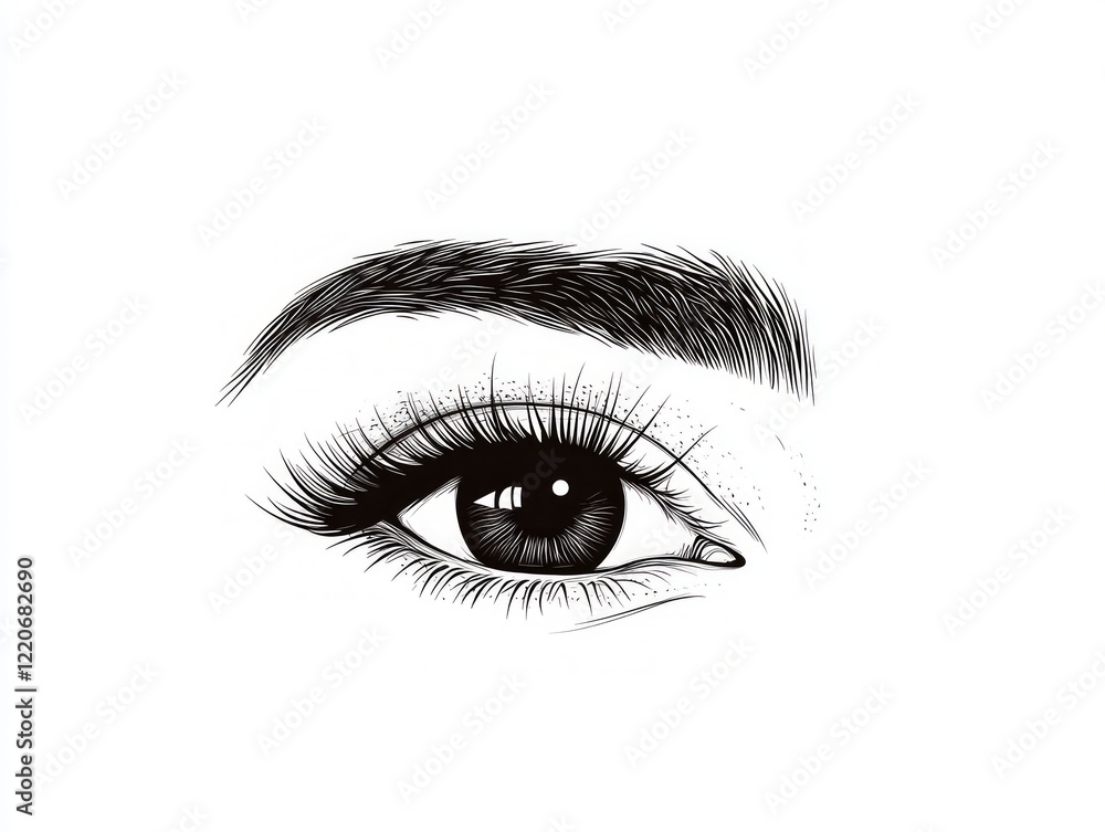 Sophisticated Minimalistic Black Almond-Shaped Eye Icon on White Background Sophisticated Minimalistic Black Almond-Shaped Eye Icon on White Background