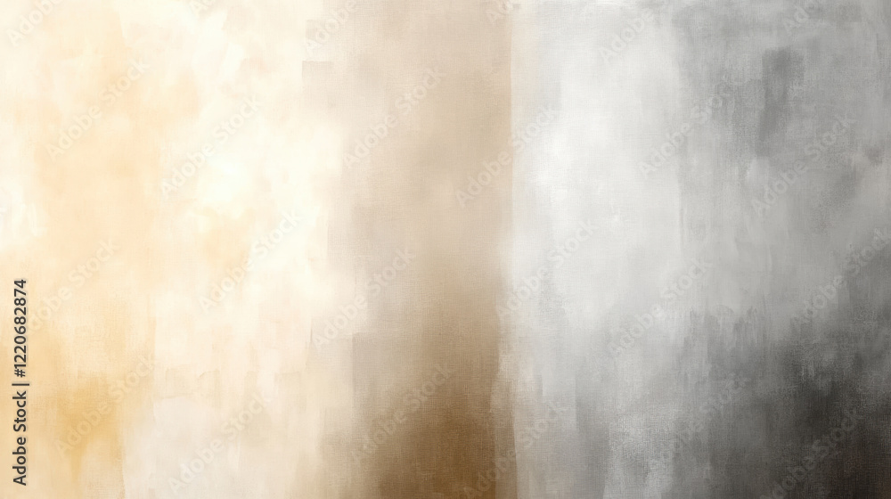 Obraz premium soft gradient abstract painting transitioning from warm taupe to muted gray tones, creating serene and understated aesthetic