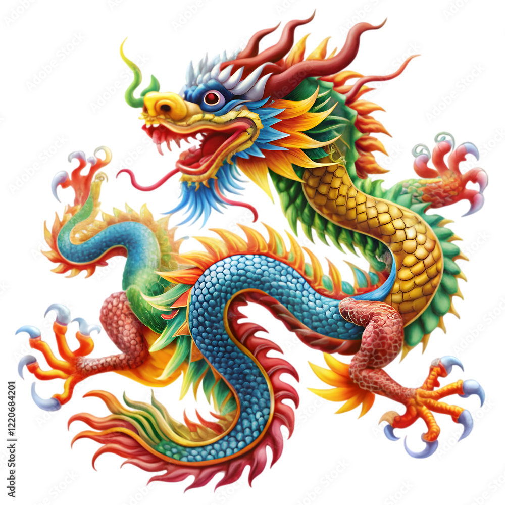 Obraz premium Chinese dragon statue isolated on white background