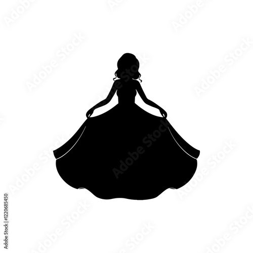 Black Girl princess silhouette vector illustration on white background.