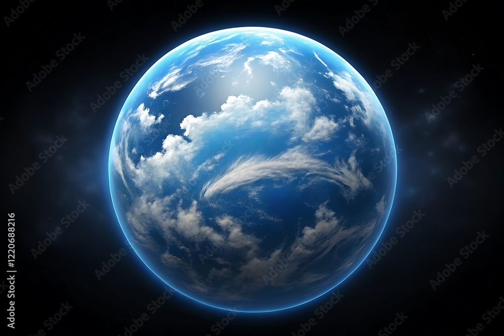Majestic Blue Planet Floating in Space