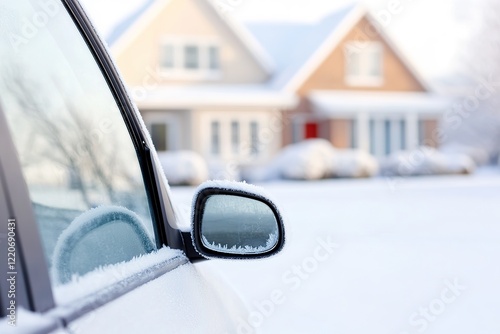 Frost covers car windows on a cold winter morning, highlighting need to de ice photo