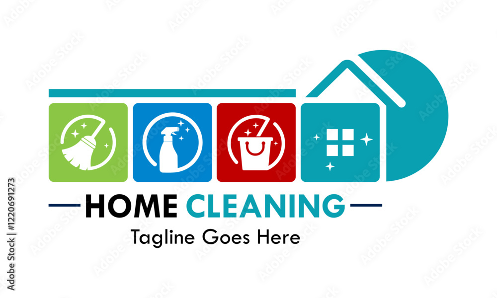 Fotografie Home cleaning logo template illustration