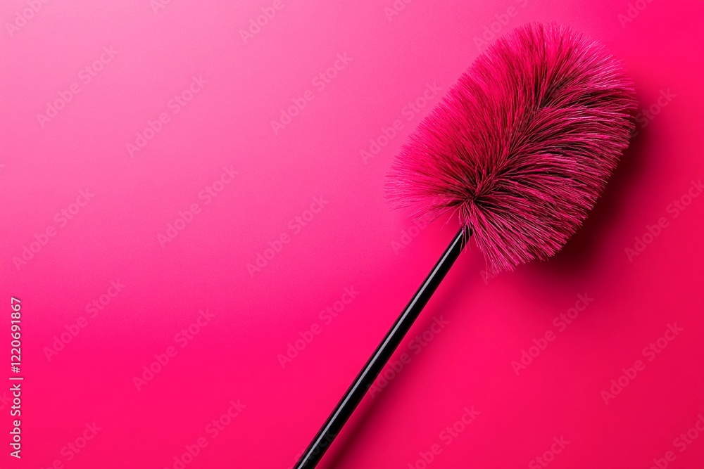 A stylish duster with soft bristles, placed diagonally across a clean surface A stylish duster with soft bristles, placed diagonally across a clean surface