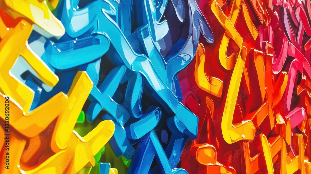 Fototapeta premium Vibrant Bold Graphics with Bright Colors on Isolated Background