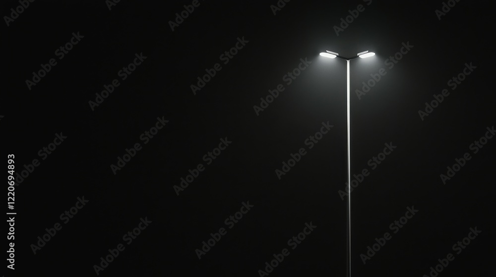 Fototapeta premium A solitary streetlight illuminating a dark space, creating a moody atmosphere.