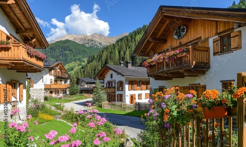 Charming Santa Maddalena Village in Val di Funes with Dolomites Backdrop, Trentino Alto Adige, Italy - Idyllic Alpine Scenery, Majestic Mountains, and Quaint European Architecture in, Generative AI