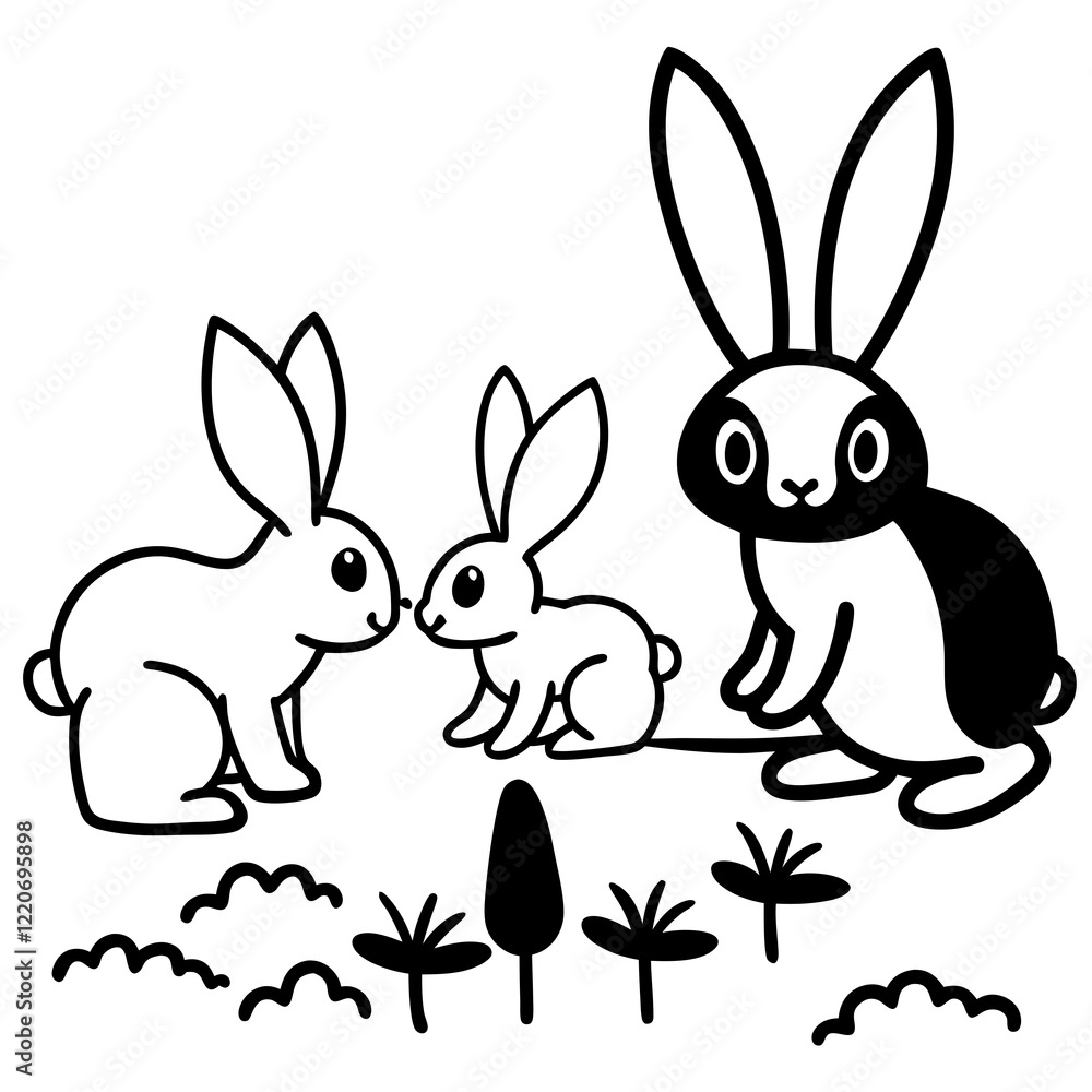 Fototapeta premium vector illustration of easter rabbits