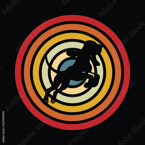 Vintage Bloodhound Silhouette Against Sunset Design
