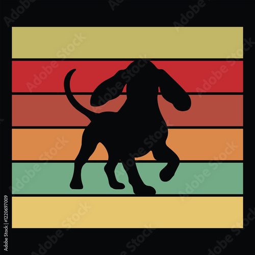Vintage Bloodhound Silhouette Against Sunset Design
