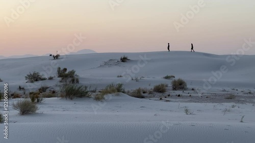 Wallpaper Mural White sand dunes at White Sands National Park in New Mexico during sunset, natural wonder and beautiful landscape scenery, tranquil, climate change, hiking Torontodigital.ca