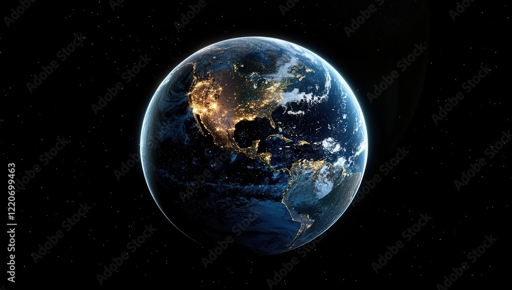 Obraz premium An image capturing the earth viewed from space, set against a black background
