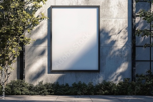 Signboard poster mockup on a facade of the building, blank space to display your advertising or branding campaign
