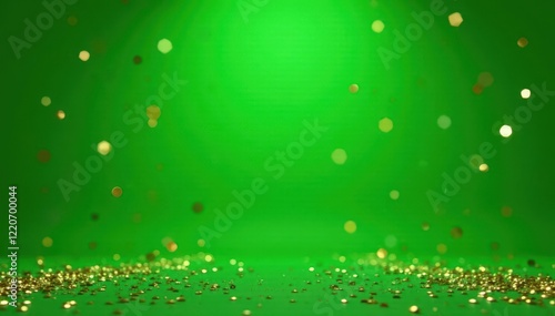 Golden confetti streams, dual opposing directions, isolated green screen , opulent, party, dual photo