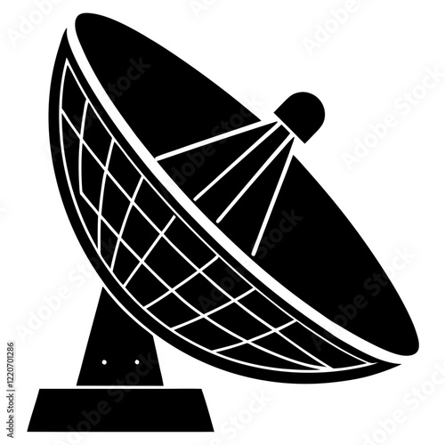 Satellite dish icon silhouette white background