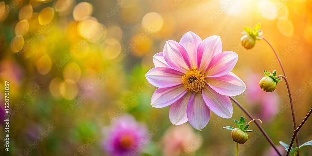 Elegant Tree Dahlia (Dahlia imperialis) Blooming in Autumn Garden - Left Copy Space Elegant Tree Dahlia (Dahlia imperialis) Blooming in Autumn Garden - Left Copy Space