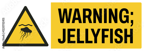 ISO warning safety signs uppercase text_warning ; jellyfish_landscape size 1/2 a4,a3,a2,a1	 
