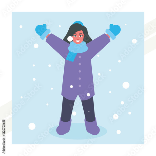 A girl in winter clothes representing cold weather and fashion