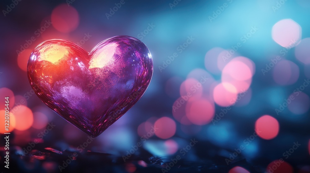 Abstract heart with defocused bokeh lights in vibrant colors for romantic design Abstract heart with defocused bokeh lights in vibrant colors for romantic design