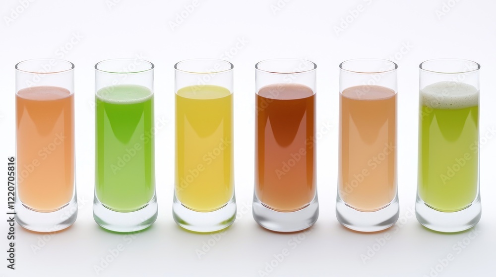 Colorful Juice Selection in Glasses Colorful Juice Selection in Glasses