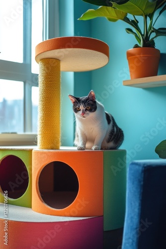 Creating a lively cat climbing tower