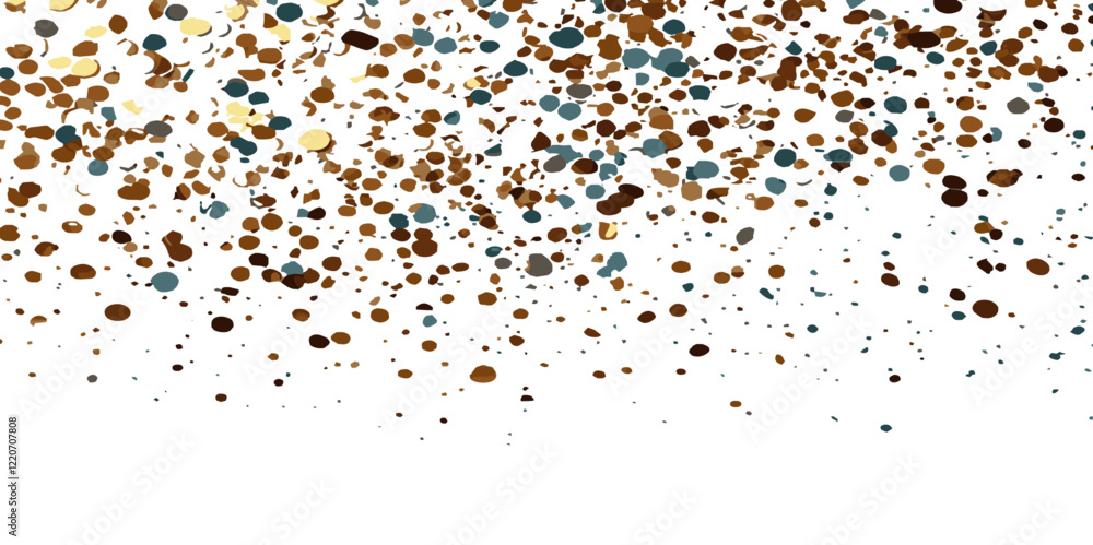 Obraz premium abstract golden color star and doted spotted confetti during holiday celebration template on white background. Concept for Studio shot, holiday celebration event vector illustration.