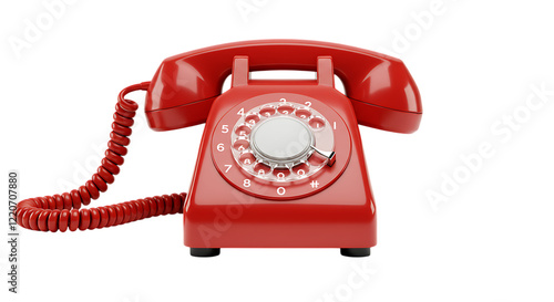 Classic Red Rotary Phone Image Retro Communication Device