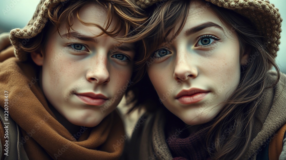Romantic couple in love. Close up portrait Romantic couple in love. Close up portrait