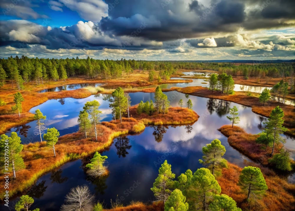 Fototapeta premium Estonian Peat Bog Landscape: Mystical Viru Bog, Lahemaa National Park