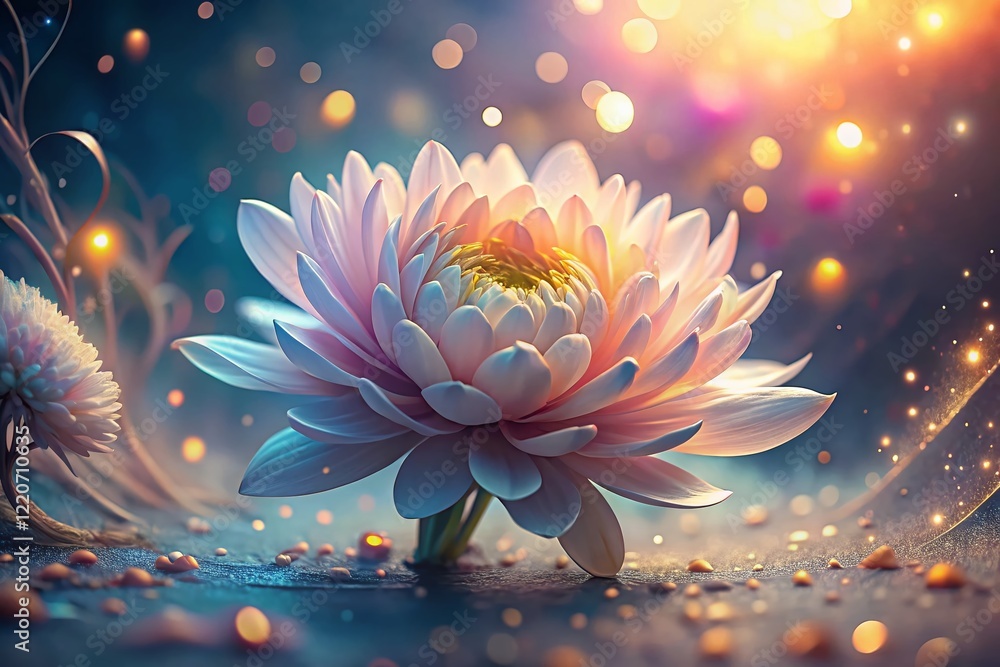 Ethereal Floral Fantasy: Delicate Bloom in Soft Light, Left Composition with Copy Space Ethereal Floral Fantasy: Delicate Bloom in Soft Light, Left Composition with Copy Space