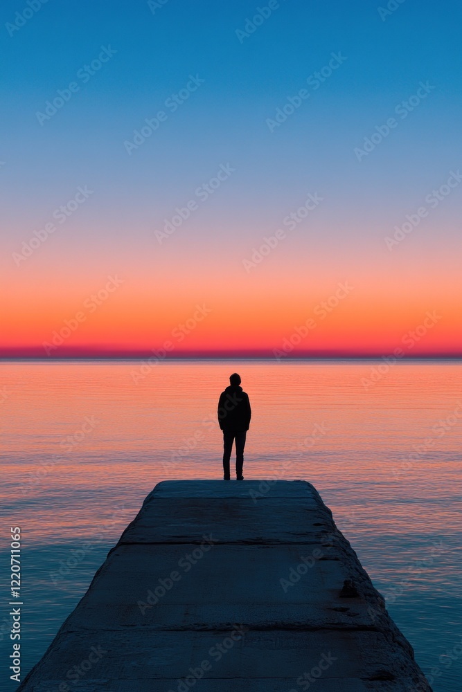 Solitude on the twilight pier. Generative AI
