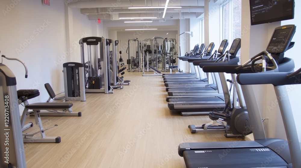 Fototapeta premium A high-tech fitness studio with advanced equipment and sleek modern design