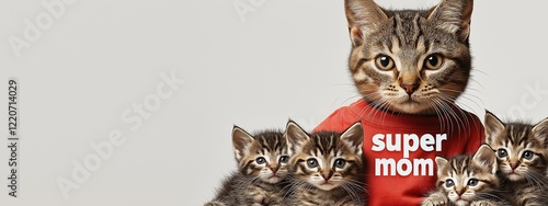 Mother's day, mother cat with kittens