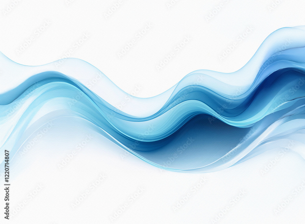 Grainy texture, flowing blue waves on white background. Abstract, smooth, elegant curves create a serene, calming effect. Grainy texture, flowing blue waves on white background. Abstract, smooth, elegant curves create a serene, calming effect.