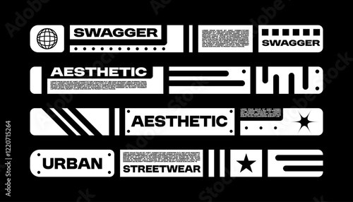 Slogan strip for design. With Street, Urban, Hip Hop and Y2K Style. Suitable for screen printing designs for t-shirts, hoodies, jackets and others	