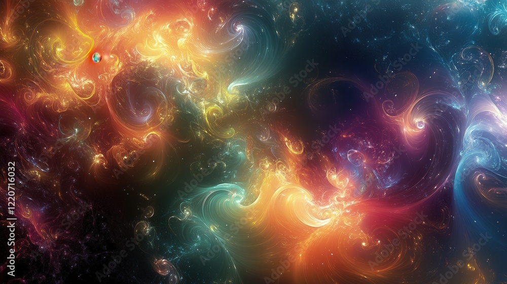 Particles of different sizes swirling in a chaotic dance, glowing softly in a gradient of colors. Particles of different sizes swirling in a chaotic dance, glowing softly in a gradient of colors.