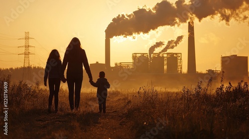 Families advocating for cleaner air community action in urban environments environmental awareness campaign