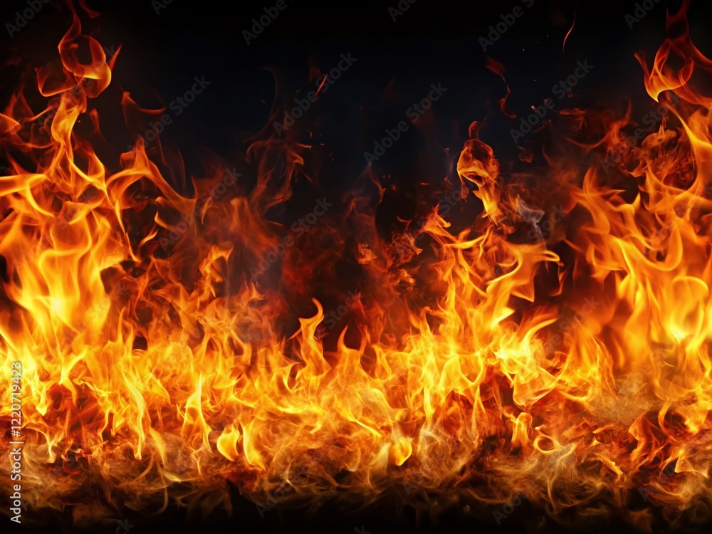 Fiery Flame Border: Panoramic Burning Fire Frame, Isolated on Transparent Background Fiery Flame Border: Panoramic Burning Fire Frame, Isolated on Transparent Background