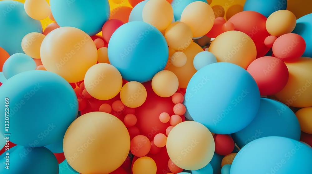 3D rendering of a colorful abstract background with a variety of different sized spheres. 3D rendering of a colorful abstract background with a variety of different sized spheres.