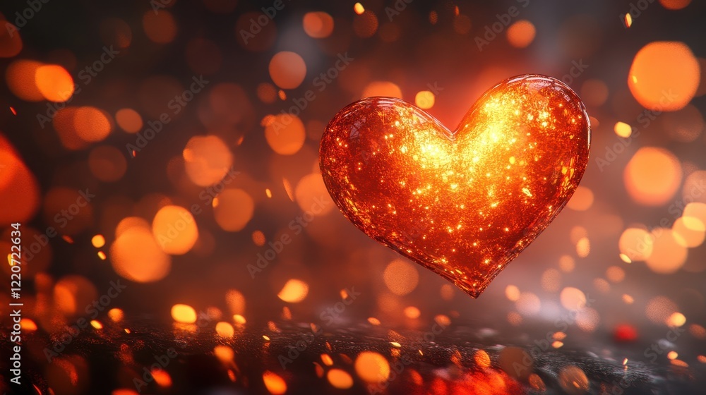 Warm orange heart-shaped bokeh for valentine's day and romantic designs Warm orange heart-shaped bokeh for valentine's day and romantic designs