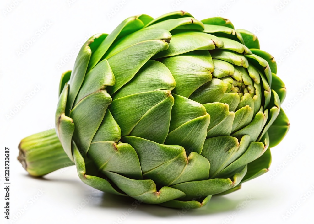 Fototapeta premium Fresh Artichoke Isolated on White Background - Culinary Photography Stock Image