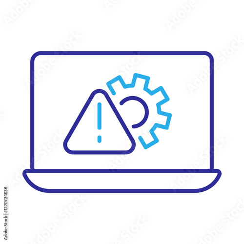 Incident Management Icon – Laptop with Warning Symbol Representing Risk Response