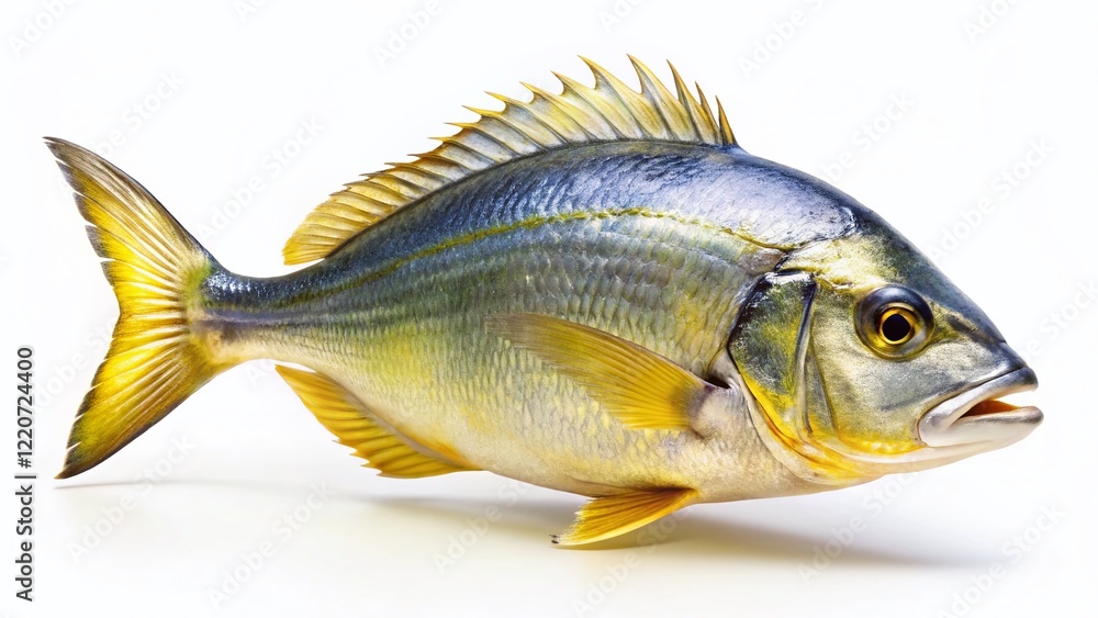 Fototapeta premium Fresh Dorado Fish Isolated on White Background - High-Resolution Stock Photo