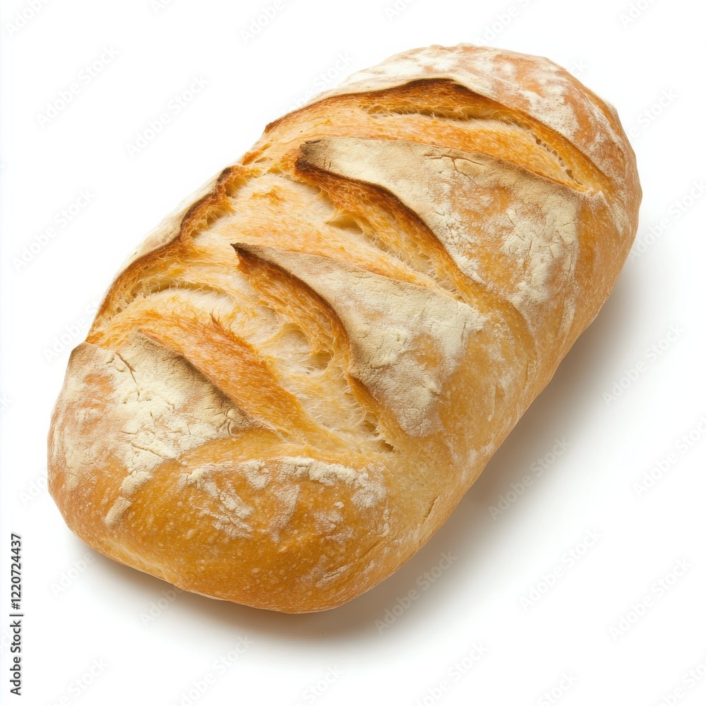 Freshly baked rustic sourdough bread loaf placed on a plain surface ready to be served or enjoyed Freshly baked rustic sourdough bread loaf placed on a plain surface ready to be served or enjoyed