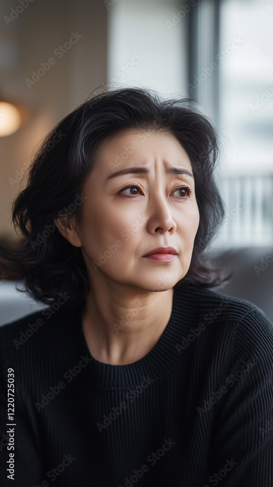 gentle smile and kind eyes of a mature Asian woman, showcasing the beauty of aging. gentle smile and kind eyes of a mature Asian woman, showcasing the beauty of aging.