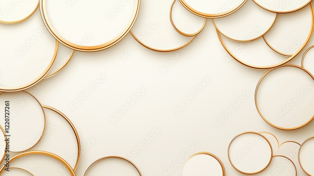 Elegant Minimalist Design with Golden Circular Accents on White Background Elegant Minimalist Design with Golden Circular Accents on White Background