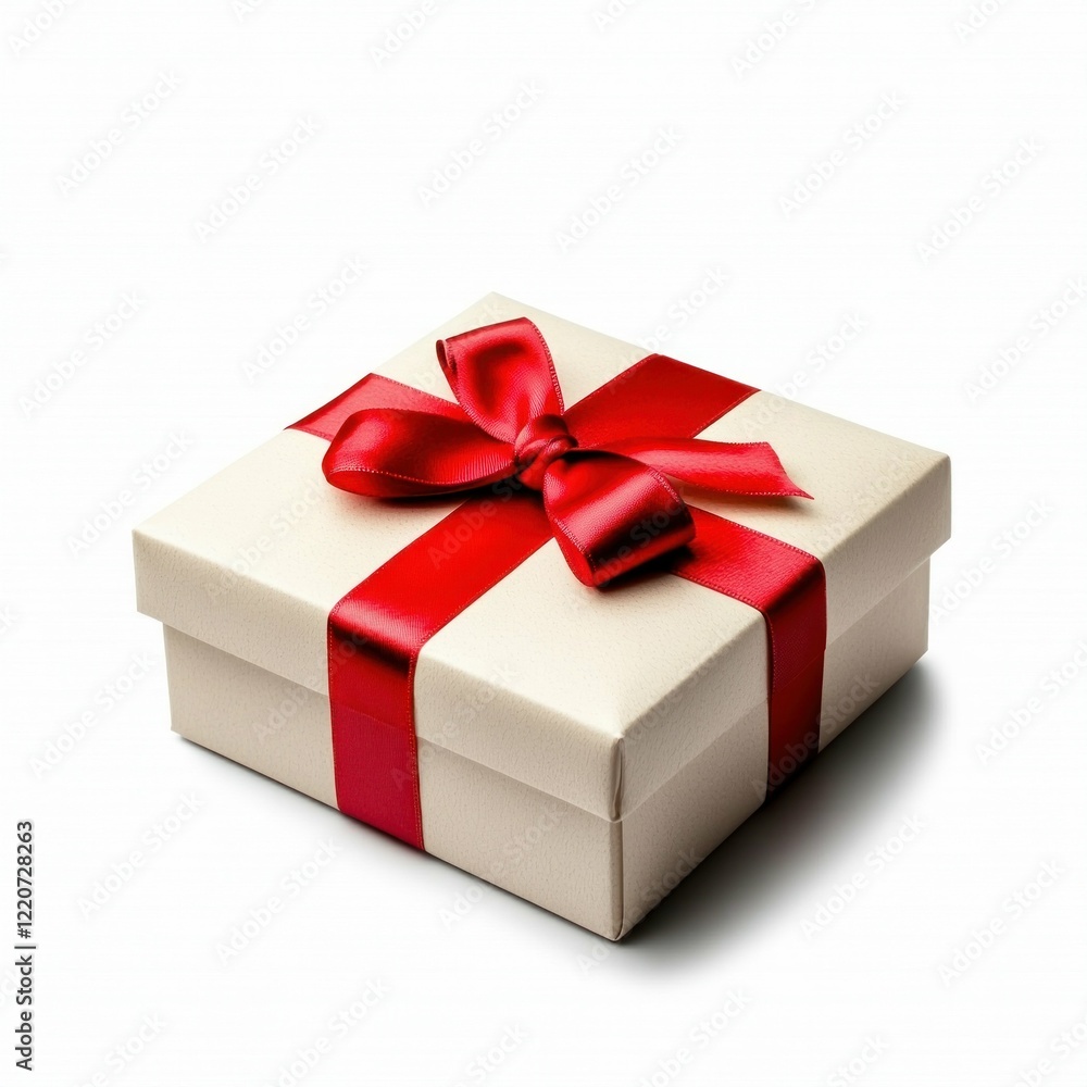 Obraz premium Gift Box with Red Ribbon on White Background