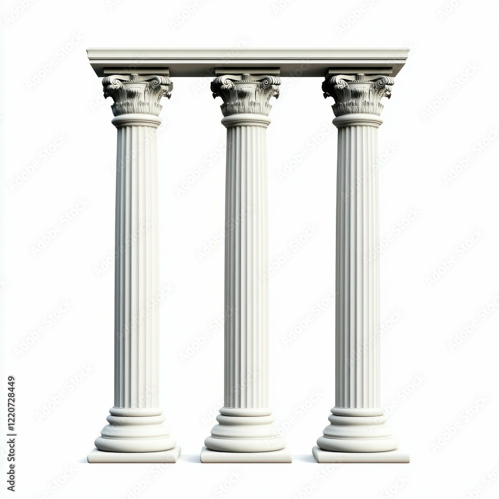 Obraz premium Classical Ionic Columns and Architectural Structure Isolated on White