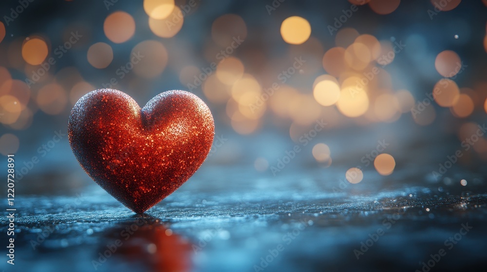 Cute red heart with bokeh background for valentine's day design